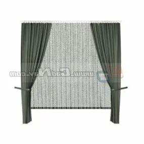 Living Room Sheer Window Curtain With Drape 3d model