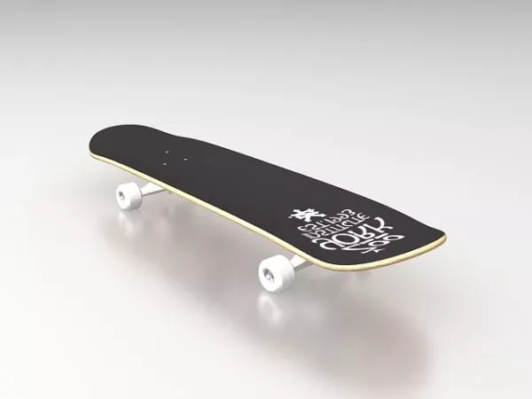 White Skateboard With Wheels 3d model