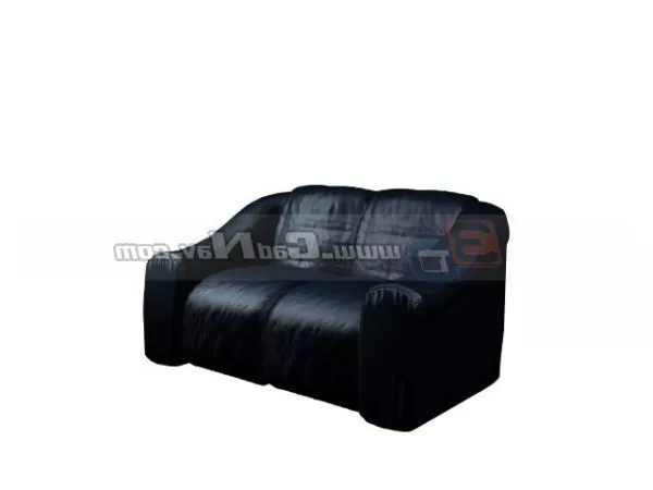 Dark Green Leather Loveseat Sofa 3d model