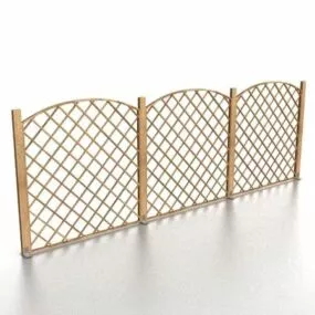 Low Garden Wooden Fence 3d model