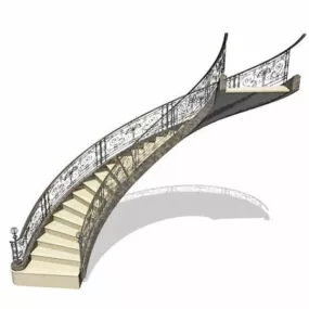 Luxury Vintage Arched Stairs 3d model