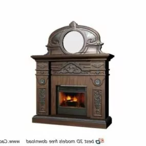 Electric Fireplace With Mirror 3d model