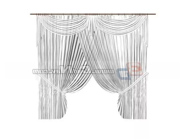 Luxury Embroidered Window Curtain 3d model Luxury Embroidered Window Curtain 3d model