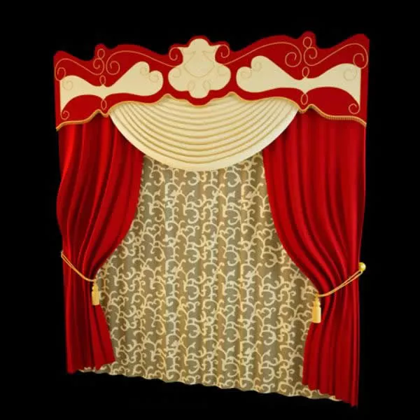 Luxury Windows Curtain With Valance 3d model Luxury Windows Curtain With Valance 3d model