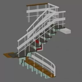 Luxury Home Straight Staircase Decoration 3d model