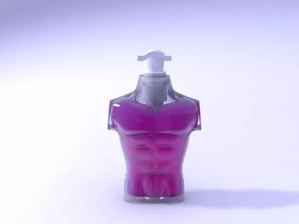 Cosmetic Bottles On Shelf 3d model
