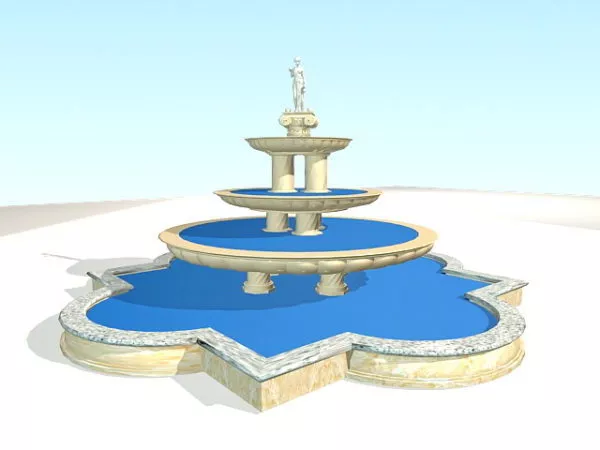 Circle Water Fountain Stone Material 3d model