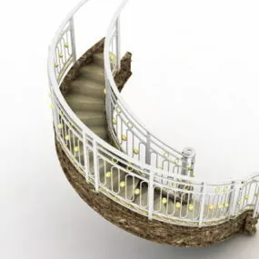 Hotel Curved Luxury Marble Staircase 3d model
