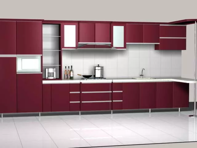 Maroon Kitchen Cabinet Design 3d model Maroon Kitchen Cabinet Design 3d model
