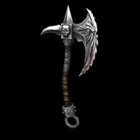 Medieval Fantasy Skull Battle Axe 3d model