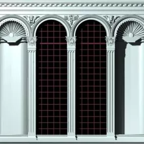 Medieval Stone Arched Window 3d model