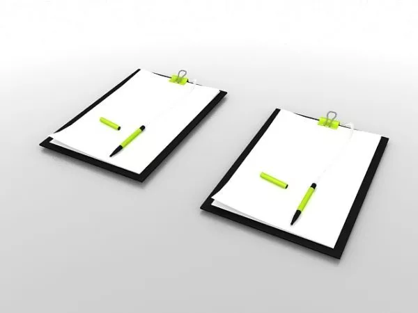 Office Memo Pad With Pen 3d model Office Memo Pad With Pen 3d model