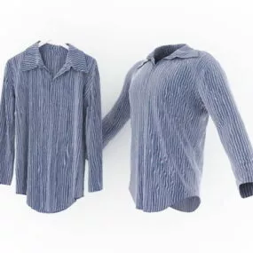 Fashion Men Striped Shirt 3d model