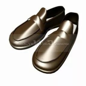 Men Fashion Brown Leather Shoe 3d model