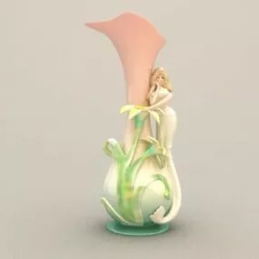 Mermaid Porcelain Vase Decorative 3d model