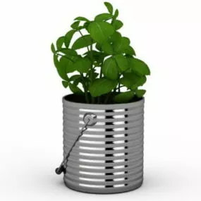 Indoor Metal Bucket Planter 3d model