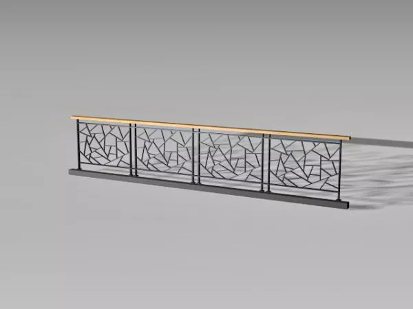 Fence With Rail In Textures 3d model
