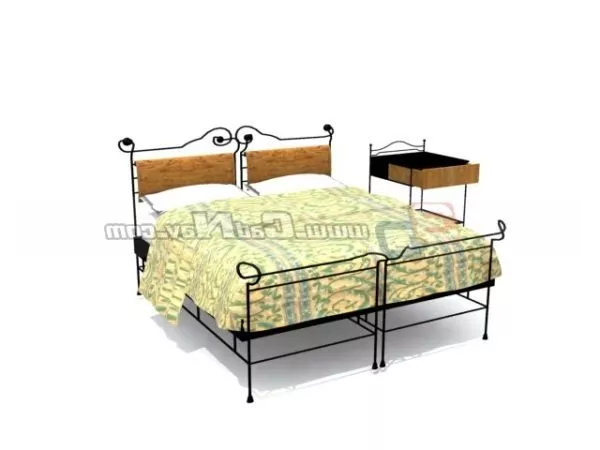 Metal Double Bed 3d model Metal Double Bed 3d model