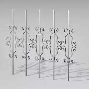 Building Metal Fence Components 3d model