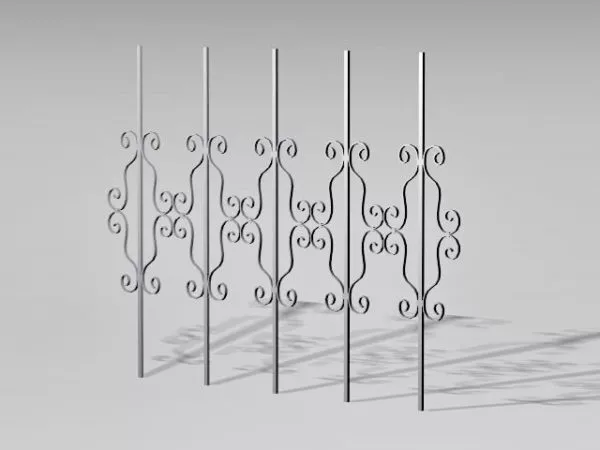 Wrought Iron Fence Curved Middle Shape 3d model