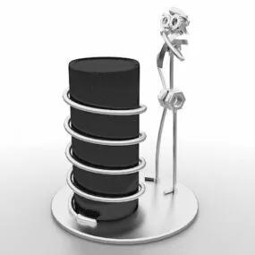 Office Metal Figure Pen Holder 3d model