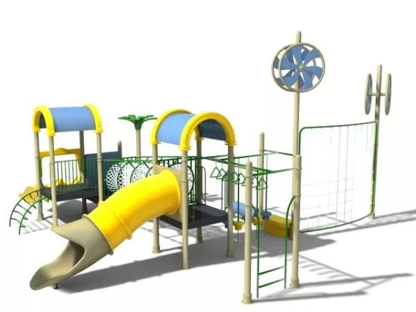 Playground Gazebo With Waiting Bench 3d model