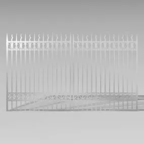 Building Metal Security Fence 3d model
