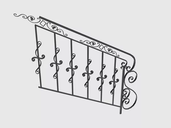 Staircase With Steel Handrails 3d model