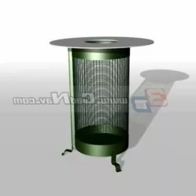 Industrial Metal Trash Basket 3d model
