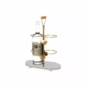 Kitchen Metal Wine Rack With Bottle 3d model