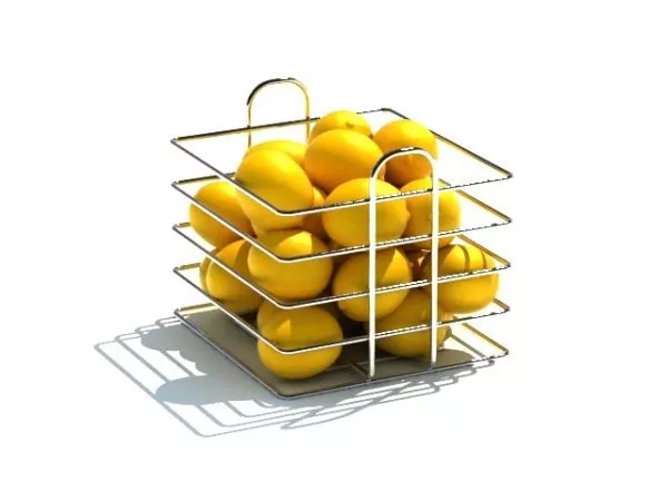 Rattan Basket With Handle 3d model
