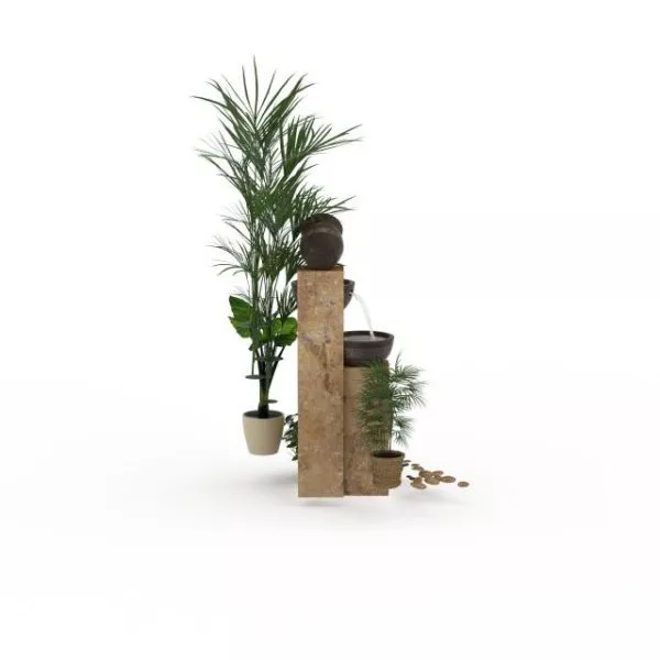 Planter With Garden Fountain 3d model Planter With Garden Fountain 3d model