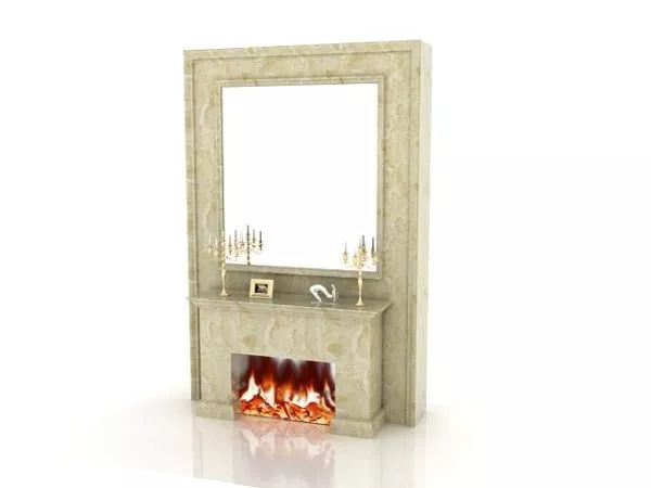 Wide Mirror Wood Frame 3d model