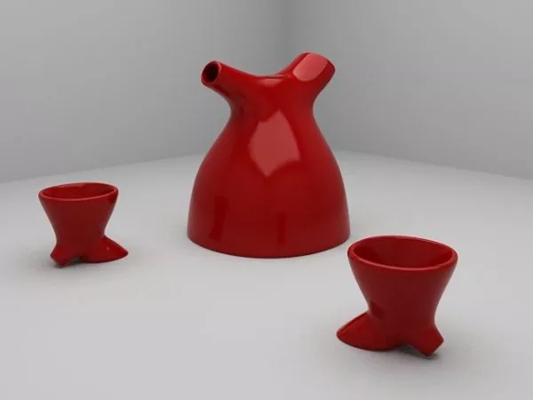 Asian Porcelain Teapot Set 3d model