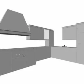 Modern L Shape Kitchen Design 3d model
