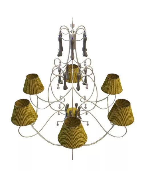 Modern Chandelier With Antique Shades 3d model Modern Chandelier With Antique Shades 3d model