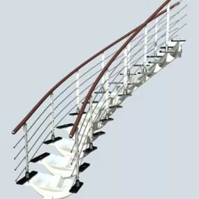Modern Stone Wooden Circular Staircase 3d model