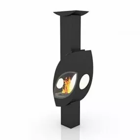 Modern Gas Metal Fireplace 3d model