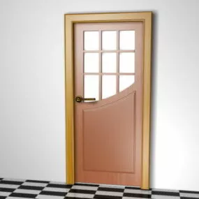 Modern Wooden Glazed Door 3d model