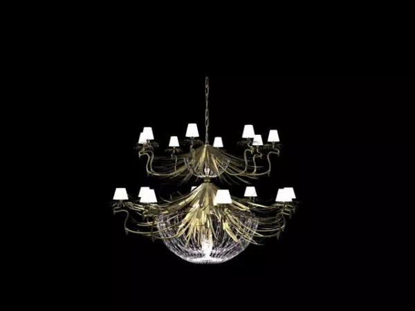 Golden Brass Interior Chandelier Lighting 3d model Golden Brass Interior Chandelier Lighting 3d model