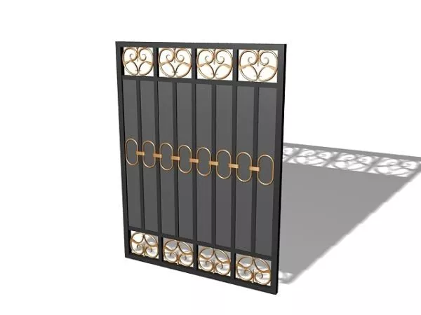 Iron Gate With Decoration Floral 3d model