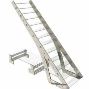 Modern Interior Staircase With Table 3d model