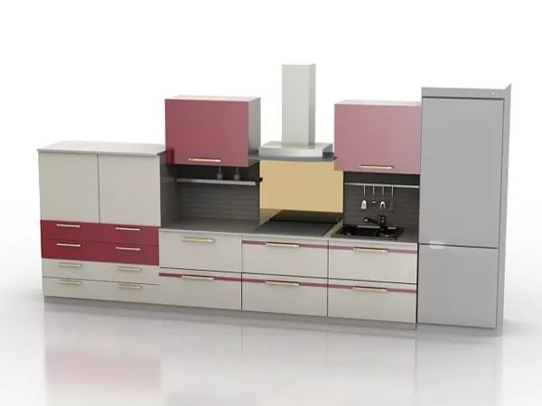 Modern Single Kitchen Design 3d model Modern Single Kitchen Design 3d model