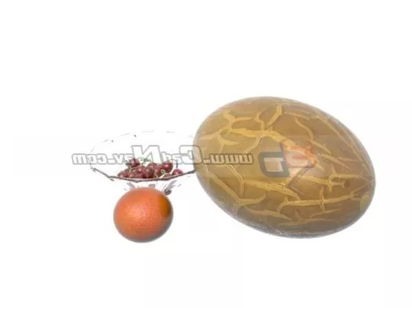 Muskmelon Cherry Orange Fruits 3d model Muskmelon Cherry Orange Fruits 3d model