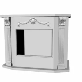 Vintage Stone Fireplace 3d model