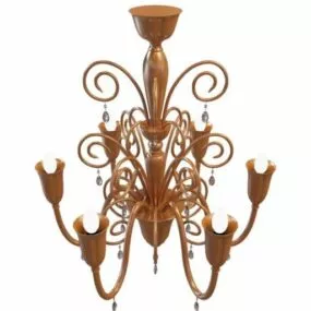 Neoclassical Brass Arm Ceiling Chandelier 3d model