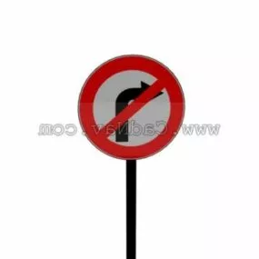 No Left Turn Road Signs 3d model