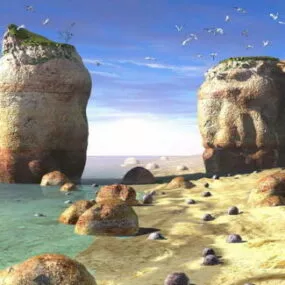 Headlands Ocean Beach Scene 3d model