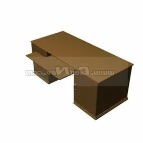 Wooden Office Computer Desk 3d model