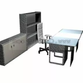 Office Desk Furniture With Filing Cabinets 3d model